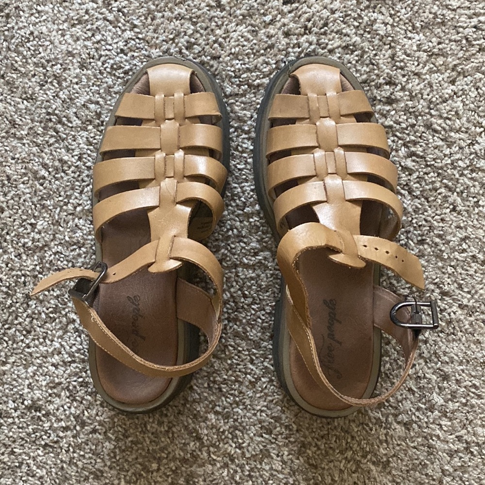 Free People Delaney Fisherman Platform Tan Platform Sandals